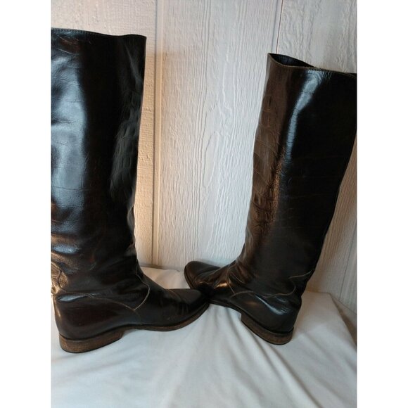 Charles David Women's Sz 7 B Brown Leather Riding Boots Vibram Soles FLAWS - Picture 5 of 12